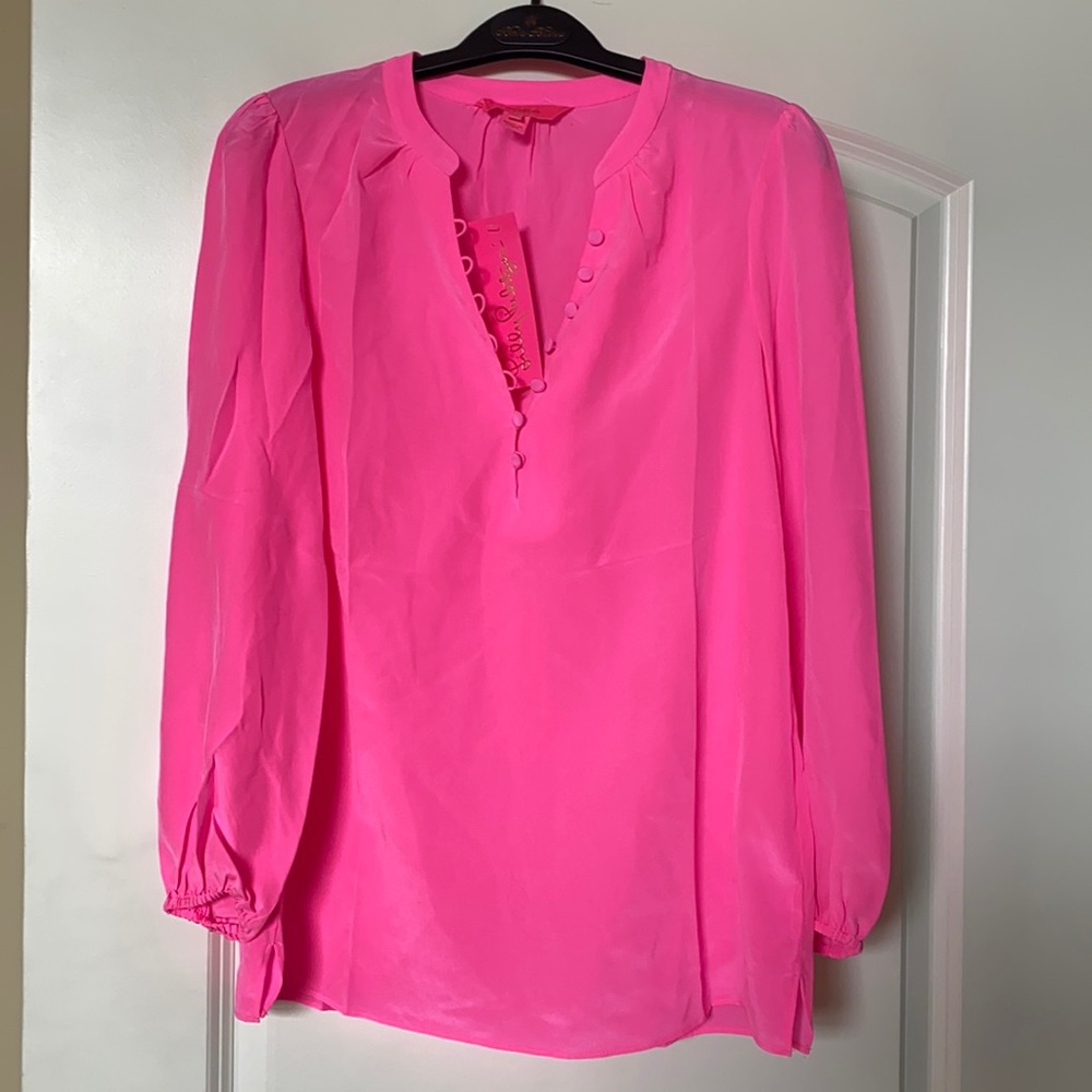 Lily Pulitzer bright pink blouse Sz XXS NWT